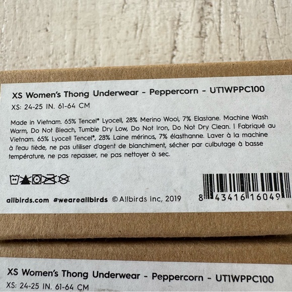 Allbirds Trino Thong NEW size XS Lot of 2 in Peppercorn Grey Merino Wool Blend - Picture 8 of 10